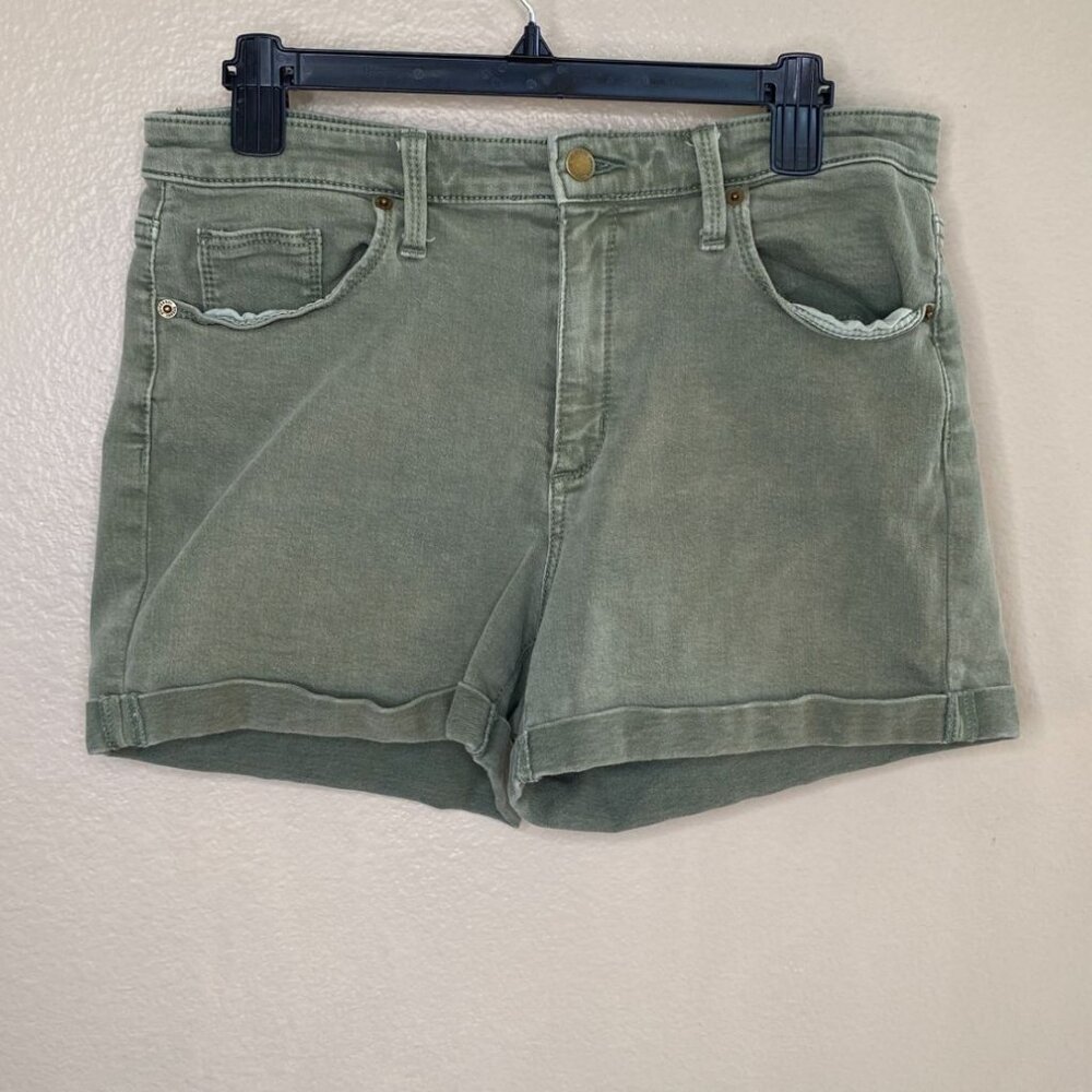 Universal Thread Womens Green Denim‎ Shorts 12/31 cotton cuffed pockets zipper